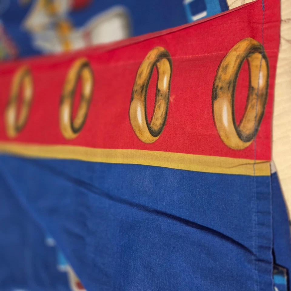 Sonic the Hedgehog Twin Плоская Простыня Винтажный Хлопковый Дизайн с Кольцами - Изображение 2 из 4