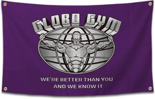 Globo Gym Banner Funny Poster Durable Man Cave Wall Tapestry with Brass Grommet
