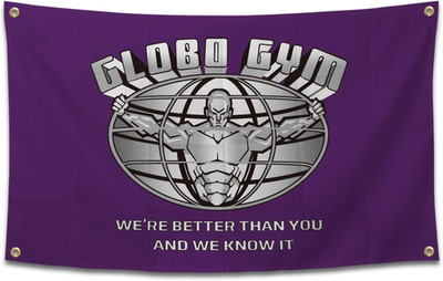 Globo Gym  Banner Funny Poster Durable Man Cave Wall Tapestry with Brass Grommet