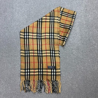 Burberry London Schal 56x11 cm Beige 100% Lammwolle Nova Check England Made