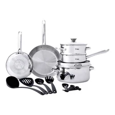T-fal Cook and Strain Stainless Steel 15-Piece Cookware Set