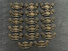 Lot (17) Vintage Antique Small Batwing Drawer Dresser Cabinet Pulls + Screws