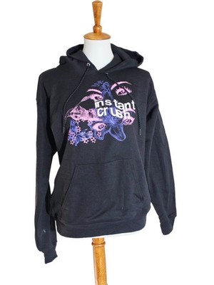 Instant Crush Black Graphic Pullover Hoodie Women s Casual Sweatshirt