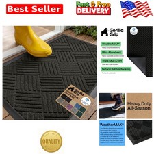 Elegant WeatherMAX Black Diamond Doormat, 29x17 - Washable and Stain Resistant