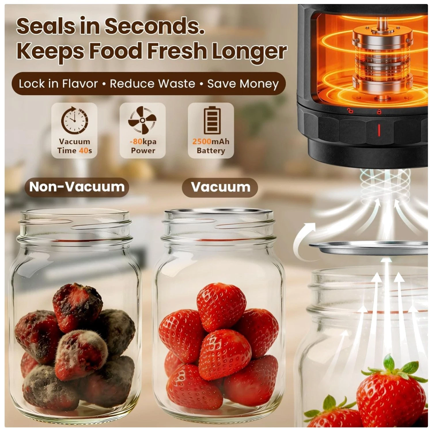 Mason Jar Lid Vacuum Sealer - Easy Food Preservation