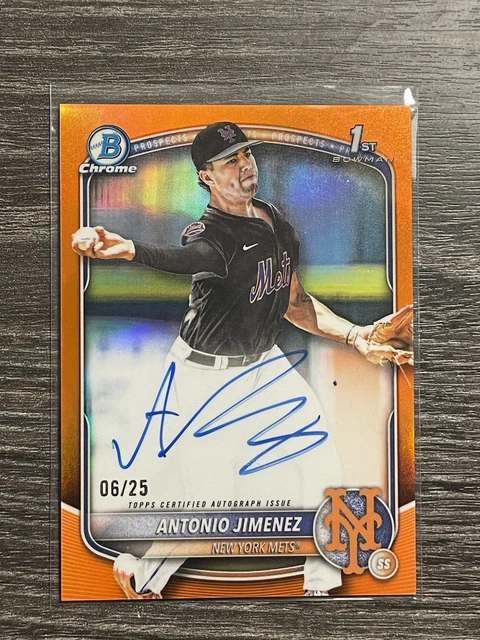 ANTONIO JIMENEZ 2025 BOWMAN CHROME DRAFT 1ST TRUE ORANGE AUTO /25