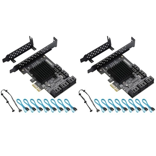 2X Scheda PCIE  8 Porte, Scheda PCIe  3.0 da 6 Gbps, Scheda di Espansione C7756