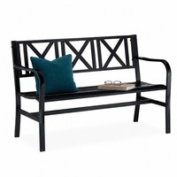 Gartenbank 2 Personen Metallbank Sitzbank Balkonbank Parkbank Ruhebank Schwarz