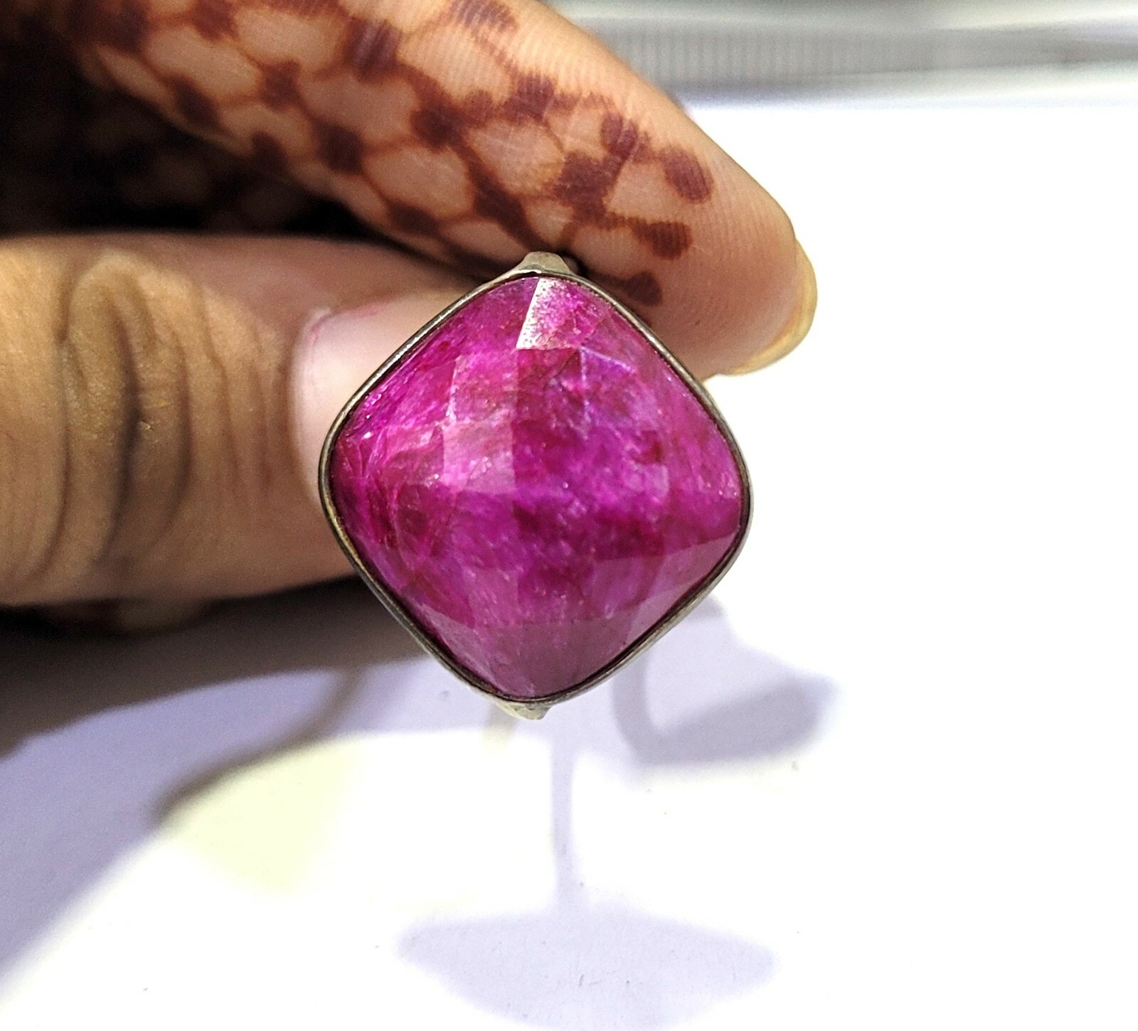 Oxidized Sterling Silver Ring Natural Ruby Gemsto… - image 11