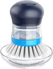 Mr.Siga Soap Dispensing Palm Brush Set with Holder for Easy Kitchen Cleaning