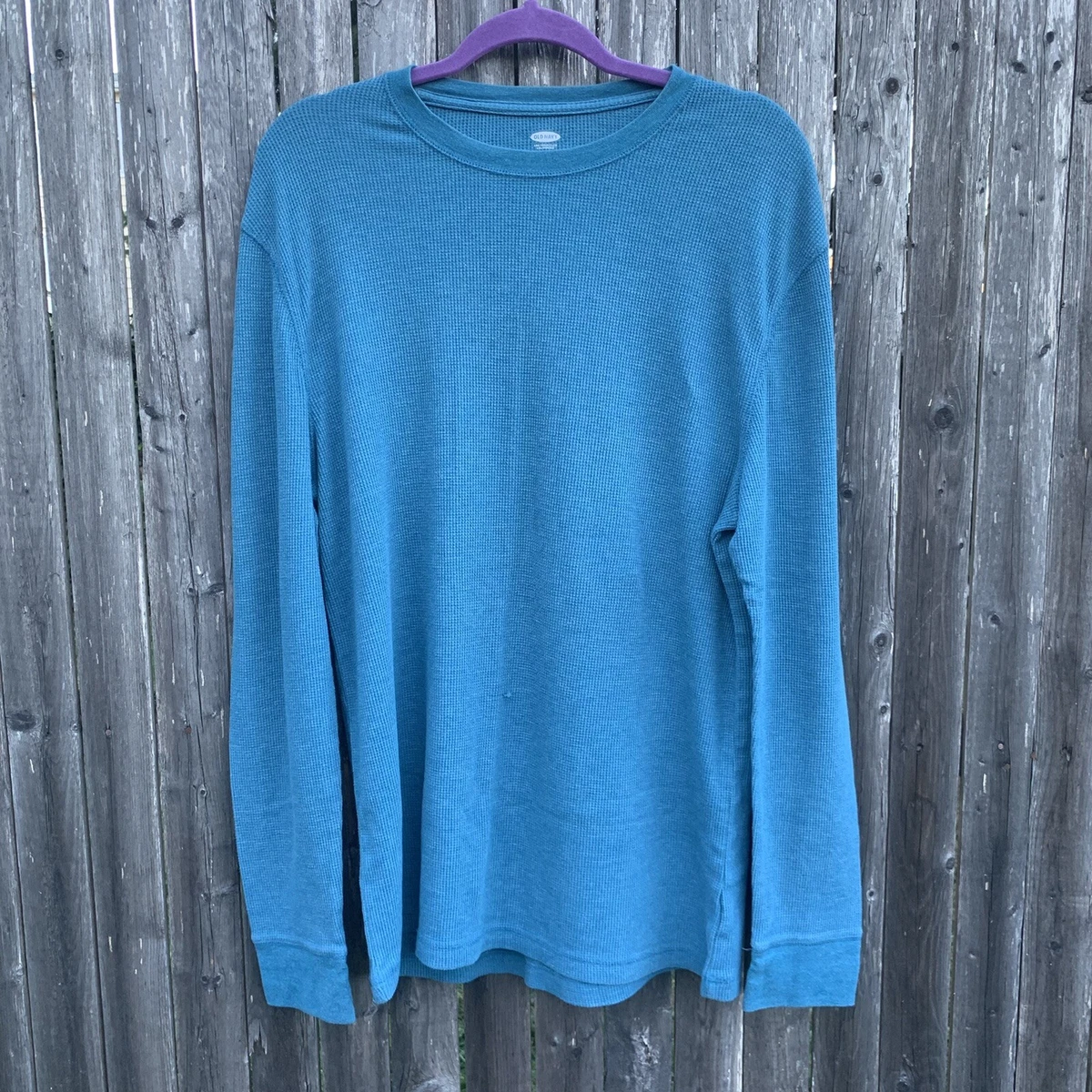 Old Navy Mens Thermal Knit Long Sleeve Crew Neck T-Shirt in Blue - Size  Large | eBay