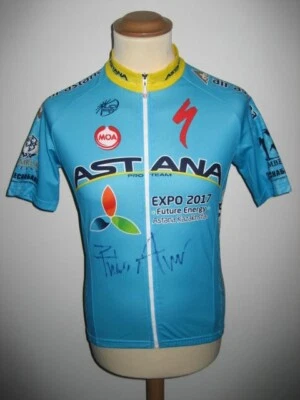 Astana Pro Team SIGNED by Fabio ARU jersey shirt cycling maillot maglia size S - Photo 1/4