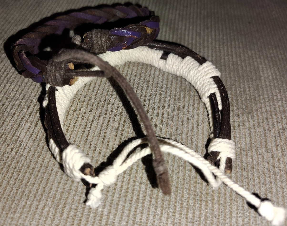 2 VINTAGE LEATHER STRING ADJUSTABLE BANGLE BRACEL… - image 4