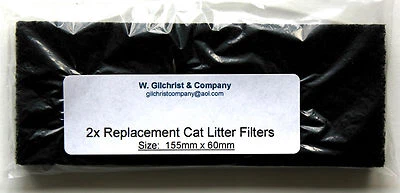 CAT LITTER TRAY FILTERS - CARBON NEUTRALISE ODOURS - Size:155 x 60mm (Pack of 2)