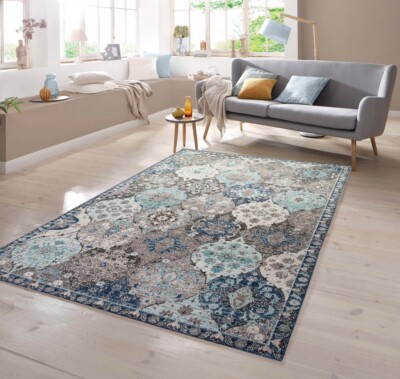 Orientteppich Outdoor Ornamente in grau blau