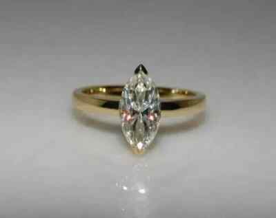 3.1 CT Marquise Cut Moissanite Solitaire Wedding Ring 14K Yellow Gold Plated