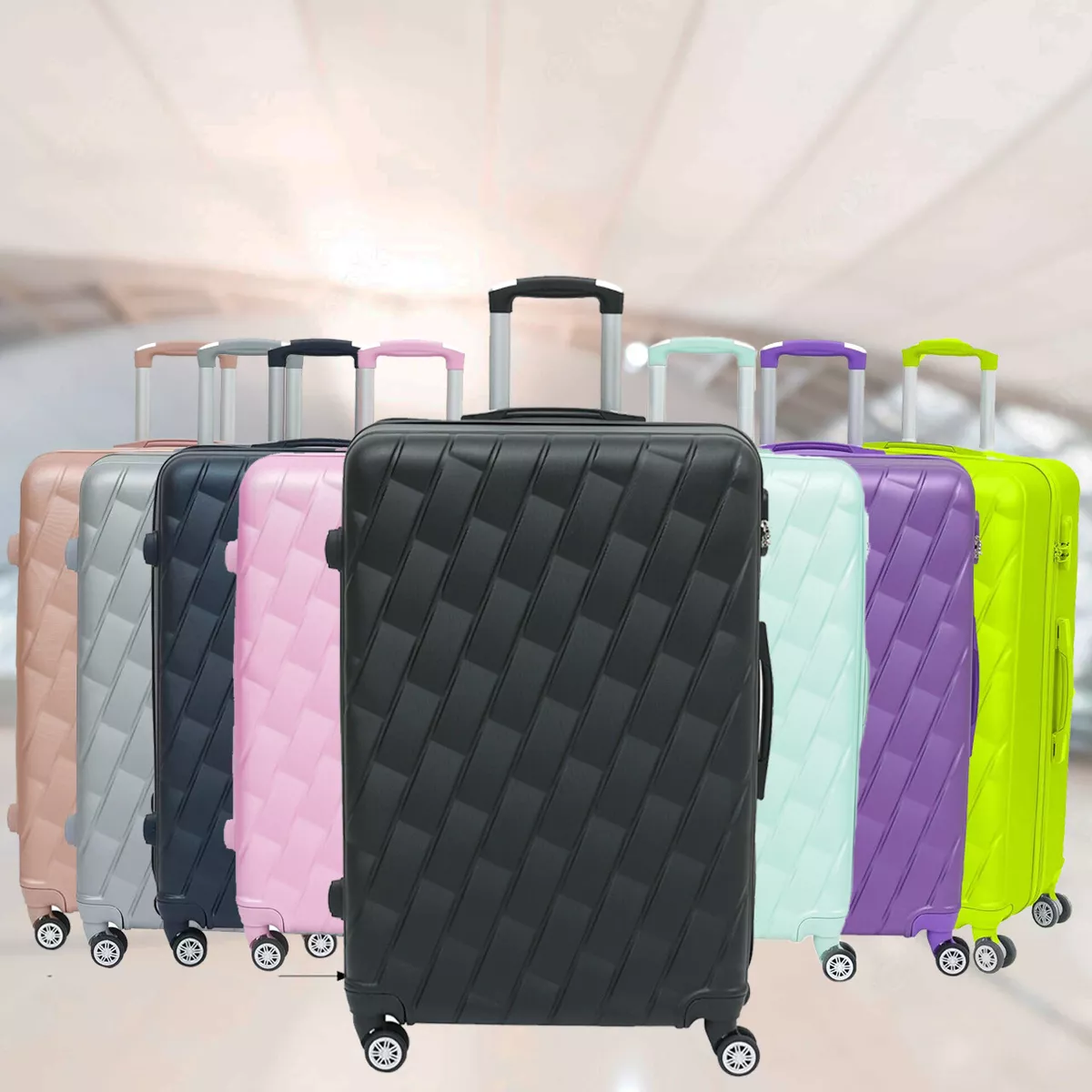 Large Capacity Luggage Case With Wheel, Argyle Pattern Travel