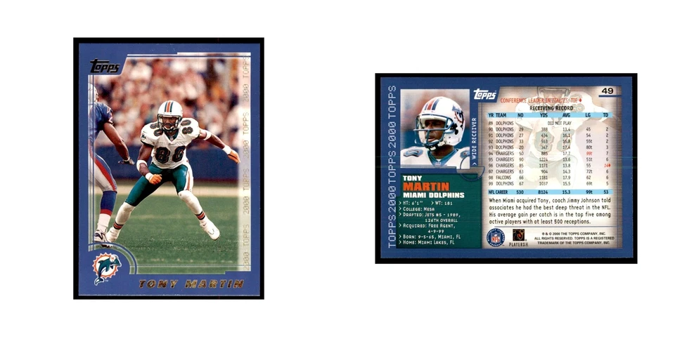 Tony Martin 2000 Topps #49 Football Cards Football Card NM - Image 3 of 3