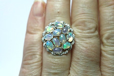 Silver Ring Opal Genuine Natural Mined Gems Solid Sterling Size N US 6.75