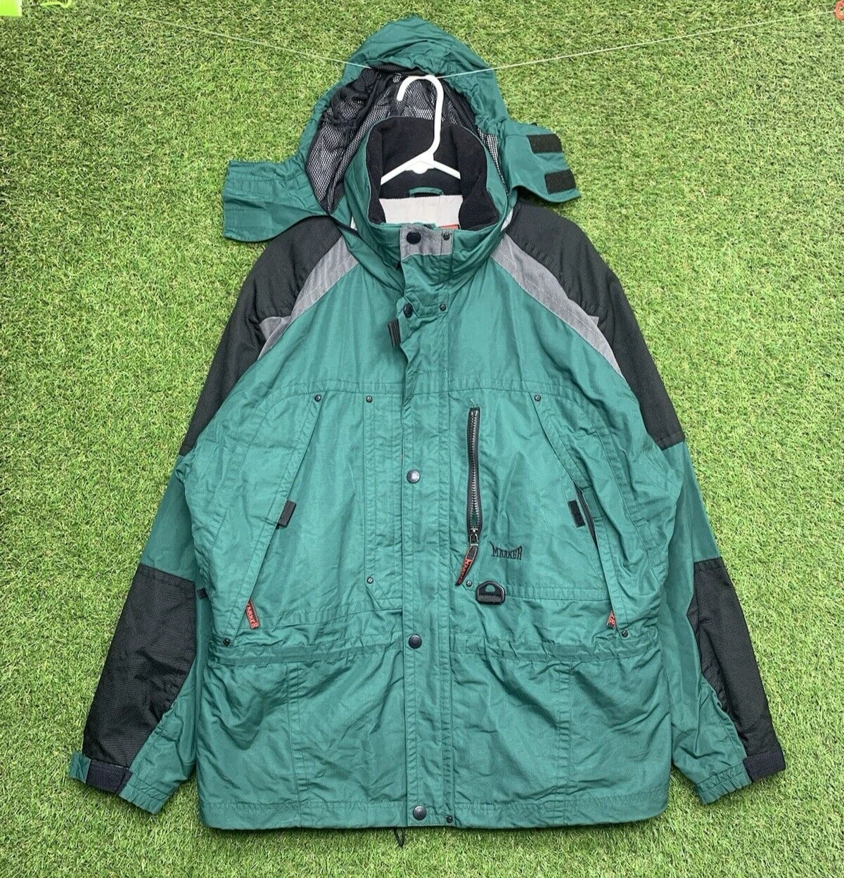 Vintage Marker Outdoor Jacket Mens XL Green Snow Ski Coat Windbreaker Outdoor