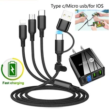 6A Multi Charging Cable 3 in 2 Multiple USB Fast Charger For iPhone Type C Micro