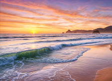 SUNSET BEACH SEASCAPE CANVAS PICTURE PRINT WALL ART
