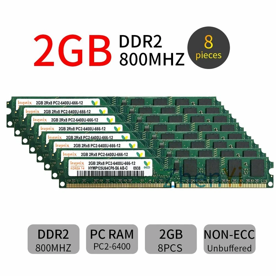 20GB 16GB 8GB 4GB 2GB DDR2 800MHz PC2-6400U Desktop Memory SDRAM Hynix ZT LOT BT - Image 3 of 4