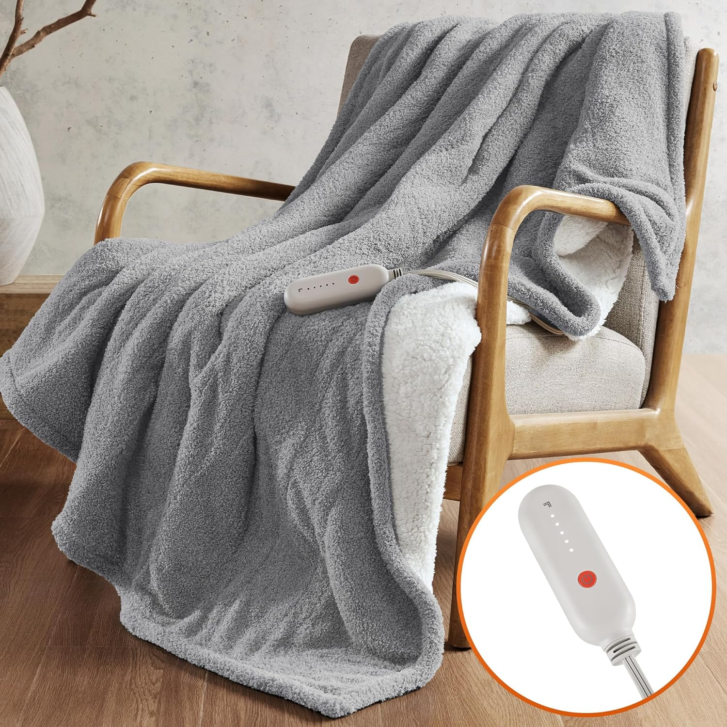 Heated Blanket, Eletric Throw Blanket, Soft, Warm, Reversible Feathersoft - Sher