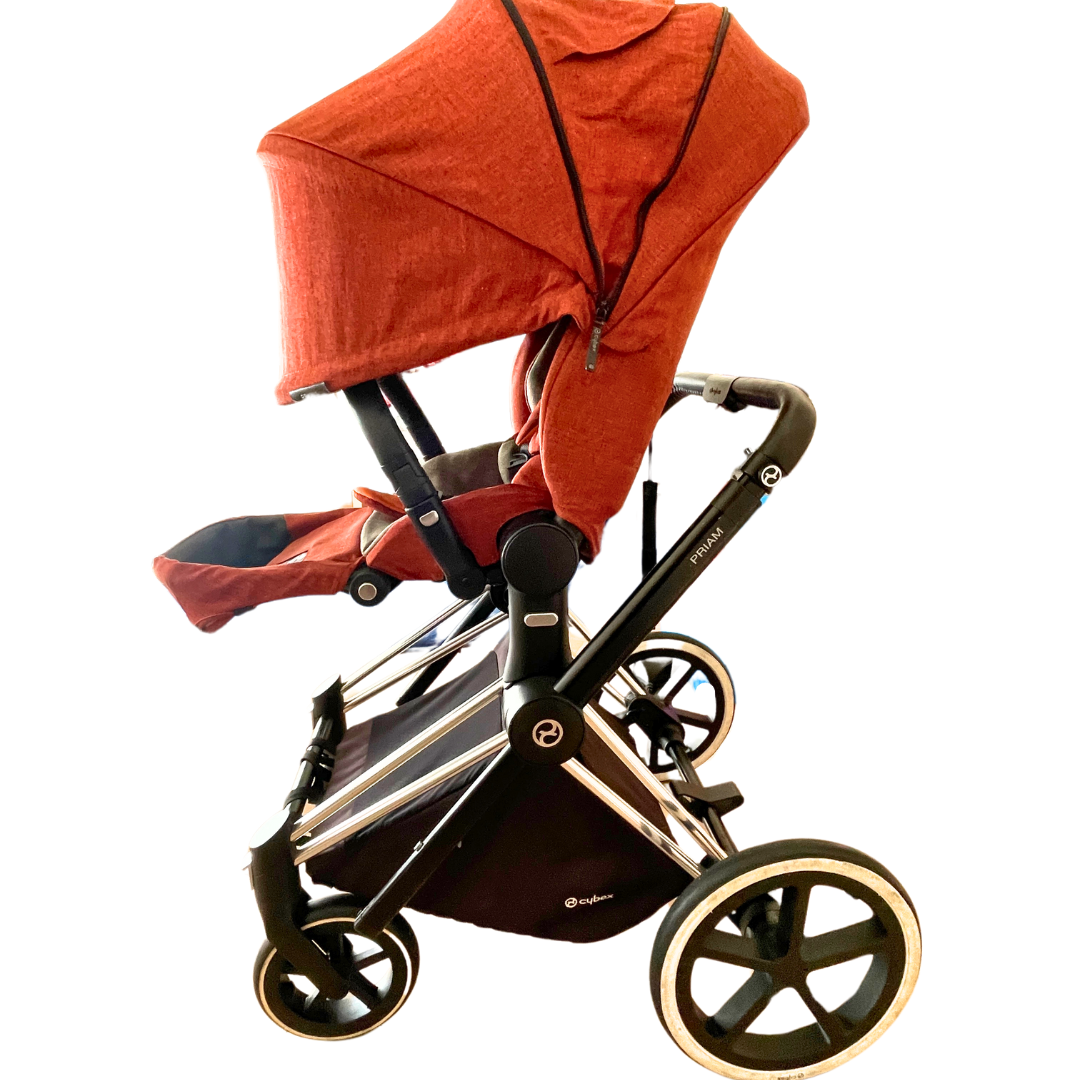 Cybex Priam Stroller Orange Shopping Basket Rain cover