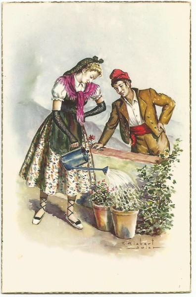 TARJETA POSTAL PAREJA CON TRAJE REGIONAL AÑOS 50. ESCRITA. Post card