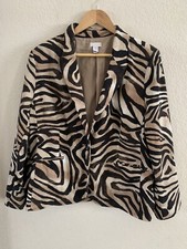 Chico s Brown Animal Print Lined Jacket Size 16 3