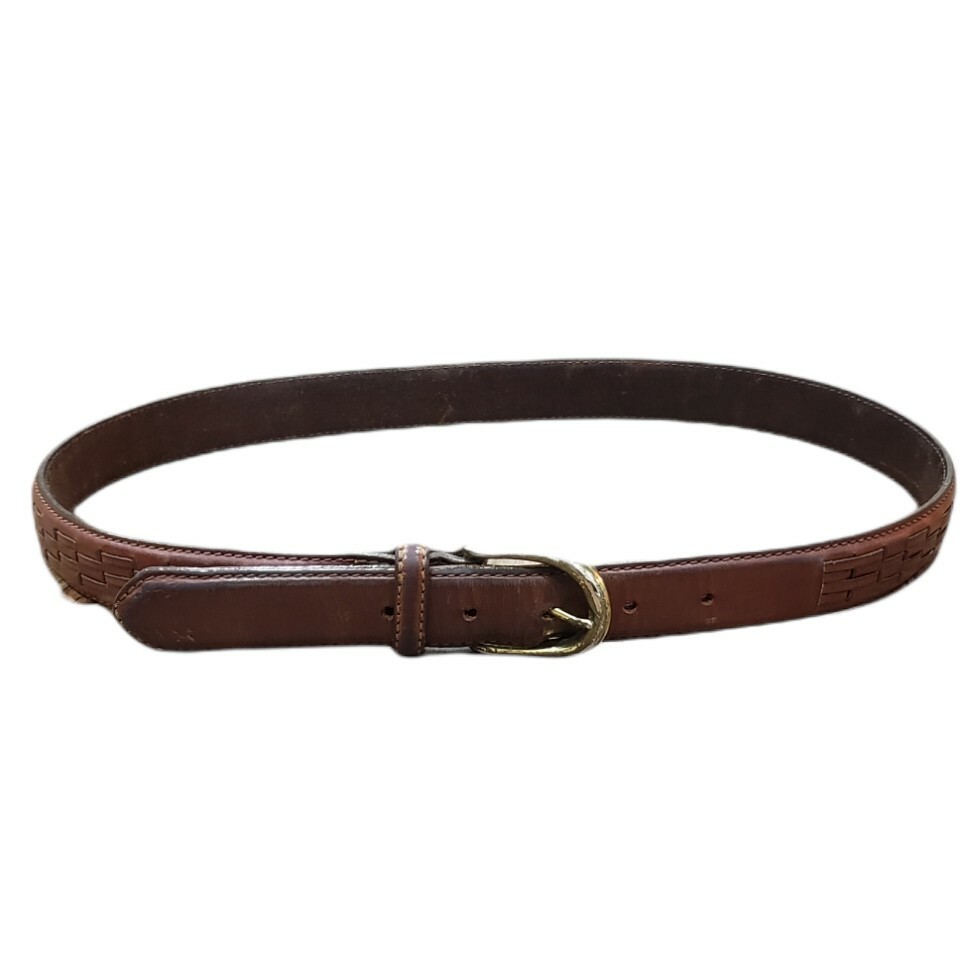 Braided Brown Leather with Black Intertwined Accent Belt Size 34 Brown Leather Braided Belt – Collars & Co main image 3