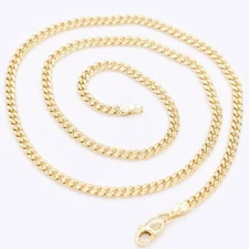 3mm Miami Cuban Royal Link Necklace Chain Real 10K Yellow Gold All Sizes