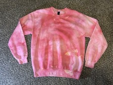 Gildan Medium Tie Dye Sweatshirt Pink Multicolor Crewneck Heavy Blend Pullover