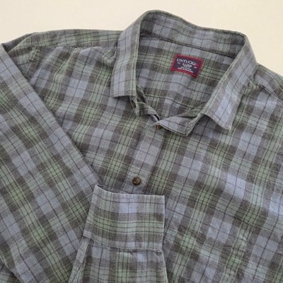 UNTUCKit Button Down Shirt Grey Green Plaid Slim Fit Mens XL soft flannel