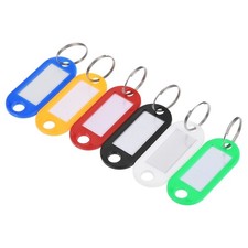 120pcs 51x22mm Plastic Luggage Key Tags with Split Rings 6 Colors