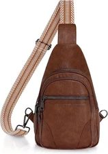 JASGOOD Anti Theft Small Sling Bag for Women A-brown(brown white strap) 