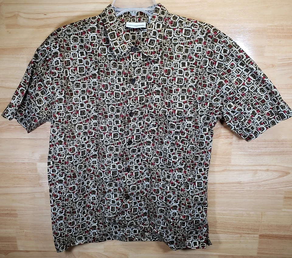 Мужская рубашка Canyon River Blues размер L — коричневая с геометрическим узором и коротким рукавом на пуговицах - Изображение 2 из 4