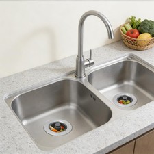 2Pcs Kitchen Sink Drain Strainer Stopper Stainless Steel Wrapped Pop Up Sink ...