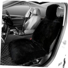 Fluffy Fur Sheepskin Car Seat Cover Automotive Interior Universal Fit Black
