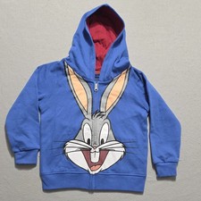 Six flags Bugs Bunny Full Zip Jacket Sweater Hoodie Size 4T Looney Tunes