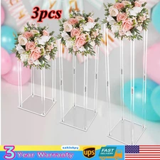 Clear Acrylic Flower Stand Tabletop Flower Plinth Column Vase Wedding Decoration