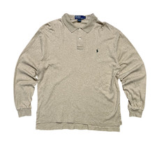 Men's Large Polo Ralph Lauren Beige Long Sleeve Vintage Polo Shirt