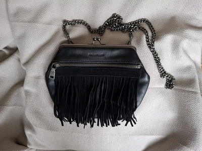 FREDS BRUDER Handtasche Umhängetasche Leder Fransen schwarz Chainbag