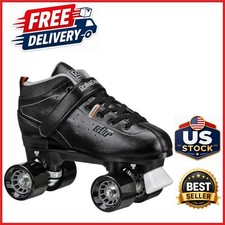 Black/Grey Men's Quad Roller Skates with Lace-up Closure and Quick Dry Lining