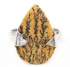 Natural Psilomelane Dendrite Germany 925 Sterling Silver Ring Sz 7.5