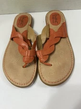 BOC Born Concept Orange Braided Tan Flip Flop Slip On Thong Sandals Sz 8 C52508