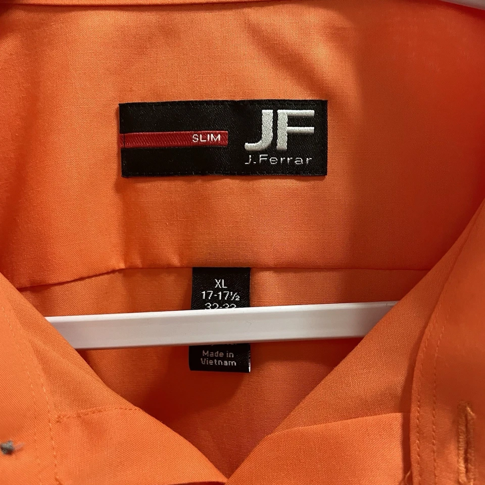 Camisa de vestir J. Ferrar ajustada naranja con botones manga larga para hombre XL Foto 2 de 4