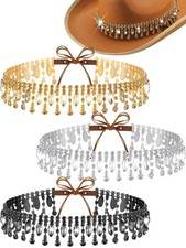 3 Pcs Rhinestone Cowboy Hat Bands for Women Men