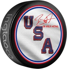 Brock Nelson Team USA Signed 2026 Olympic Hockey Puck with 